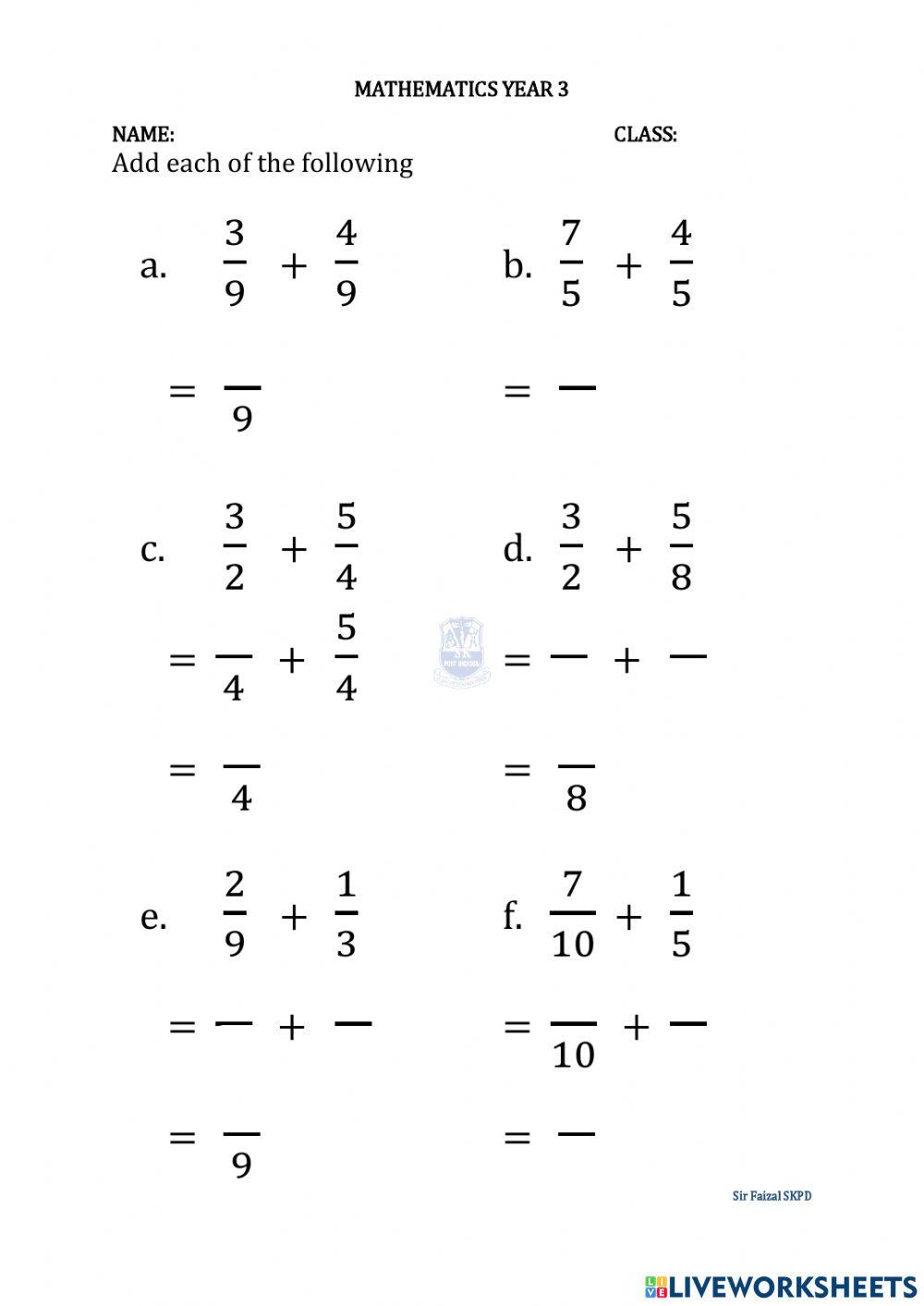 Addition Fractions