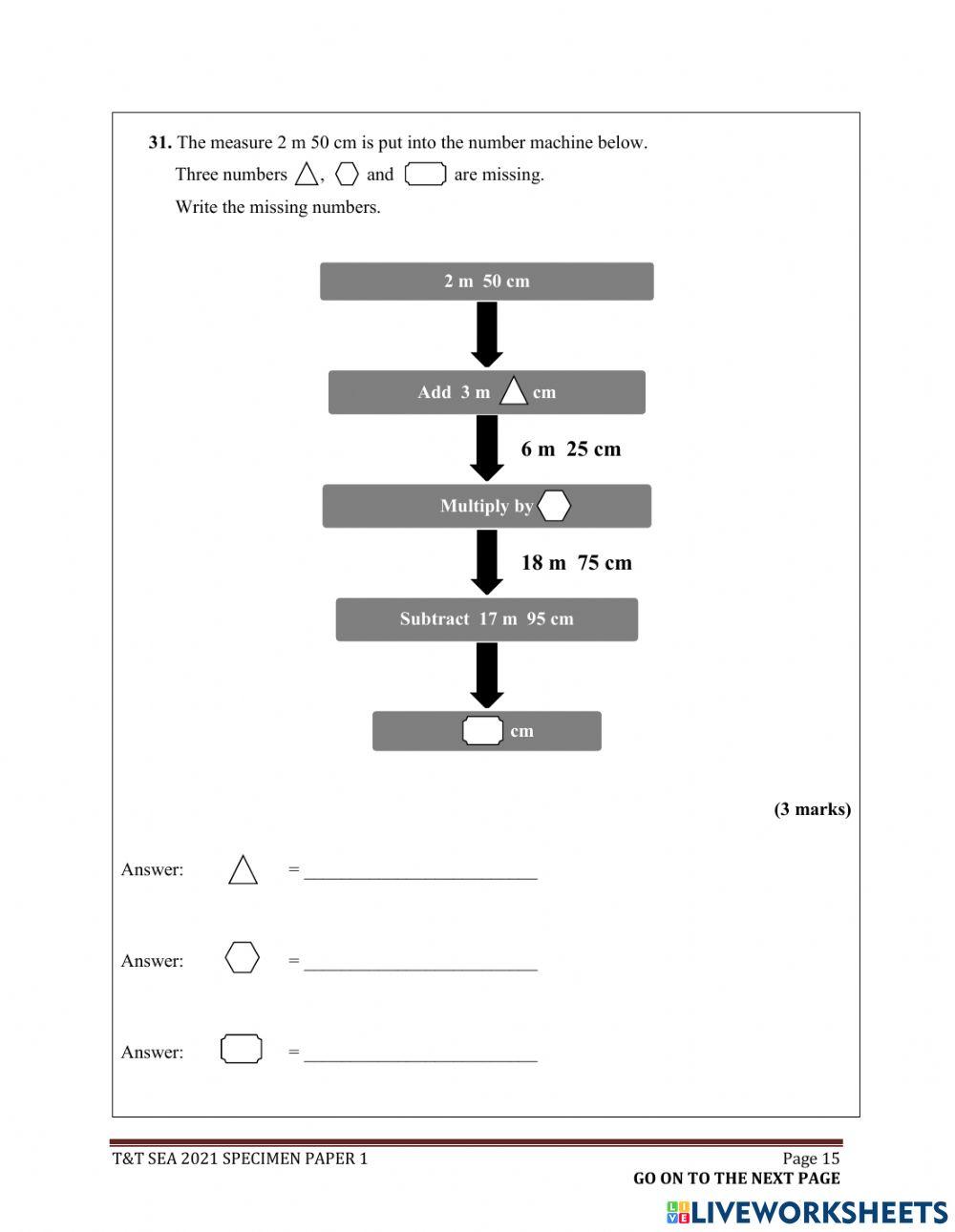 S.E.A. Math Practice online exercise | Live Worksheets