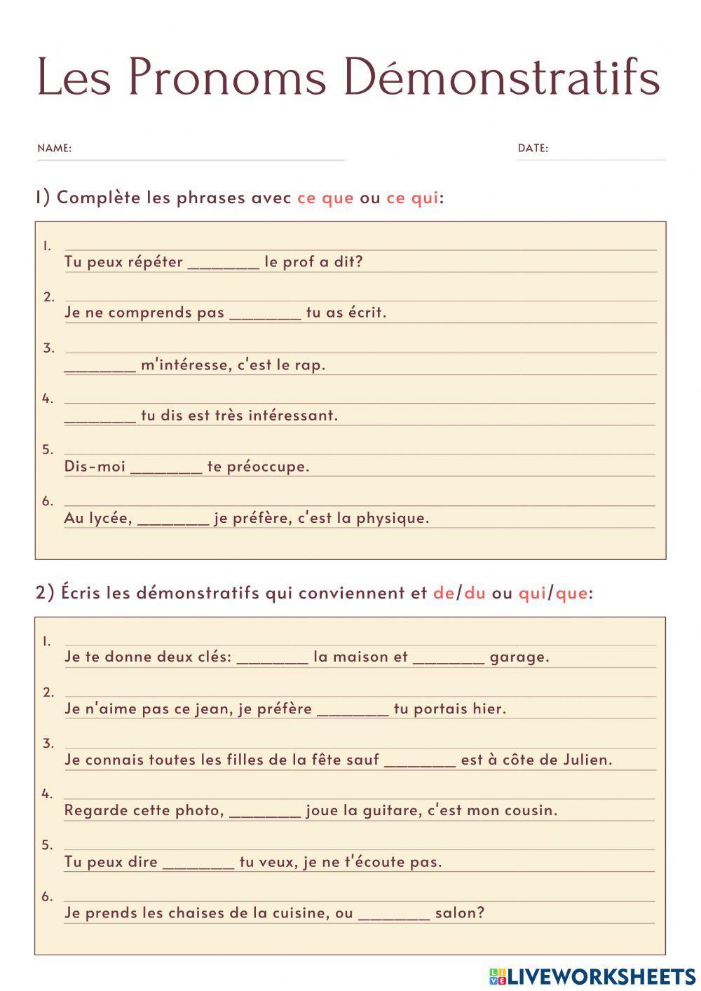 Les pronoms démonstratifs (Miriam Amores)