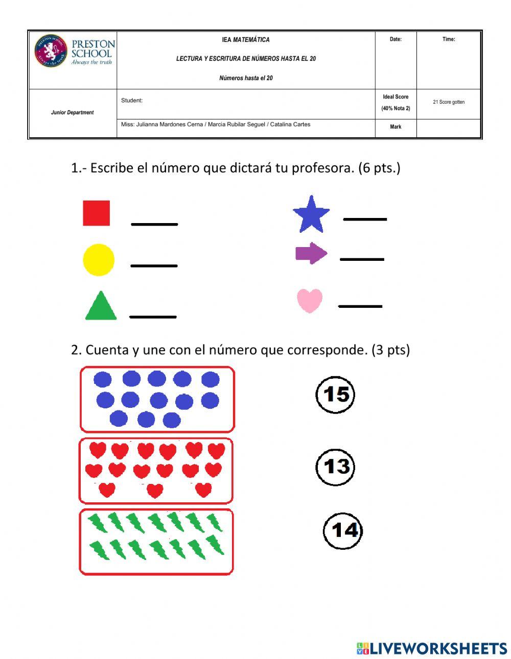 Quiz numeros hasta el 20