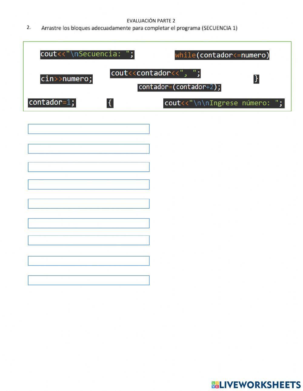 EVALUACIÓN INFORMÁTICAPARTE 2 DÉCIMO