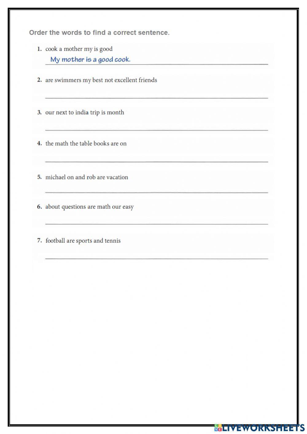 Subject pronouns and verb  BE