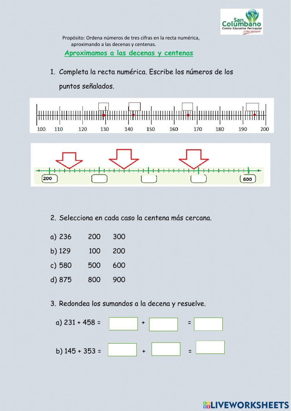 Aproximaciones a las decenas y centenas