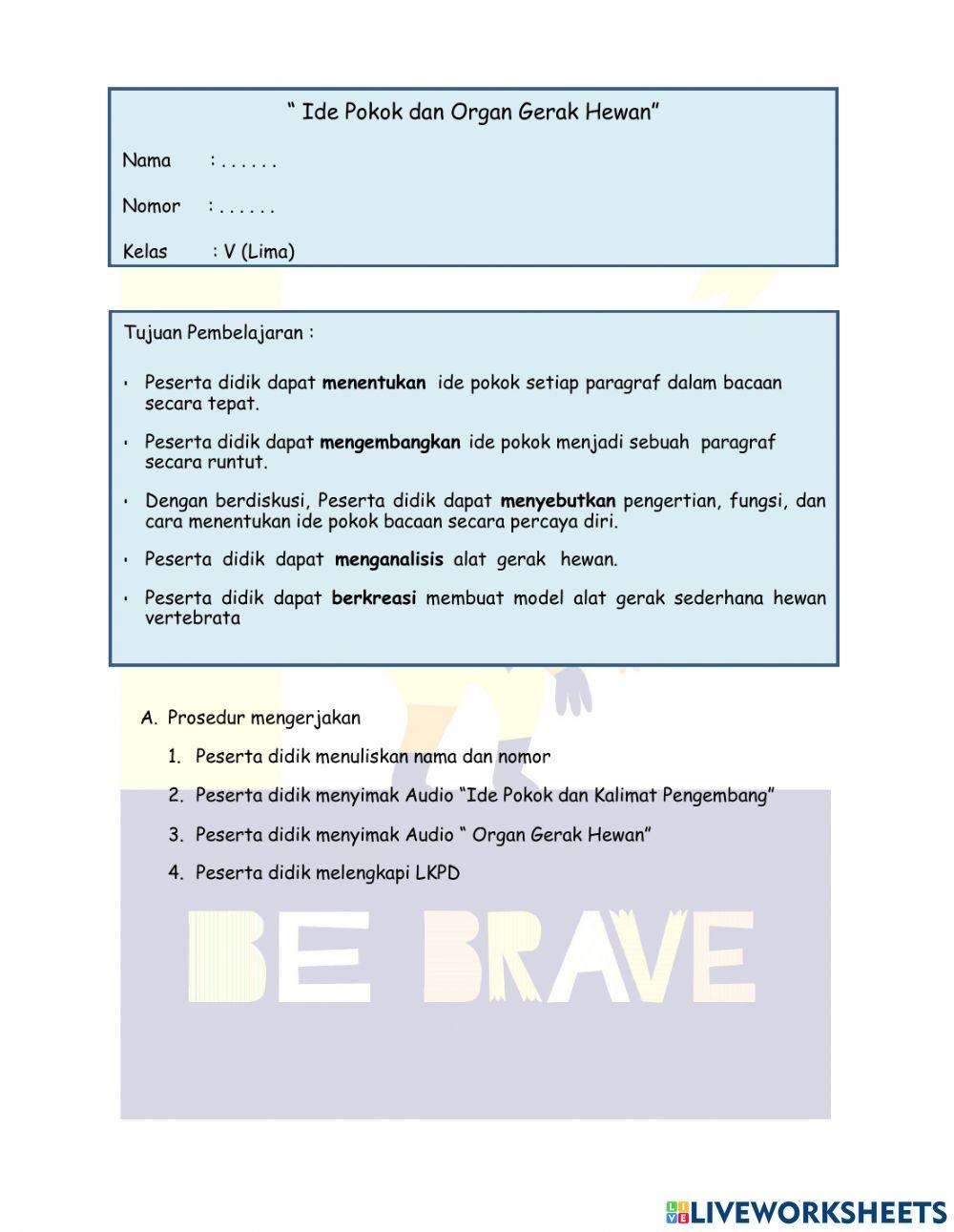 LKPD Kelas 5 Tema 1 Subtema 1 Pembelajaran 1