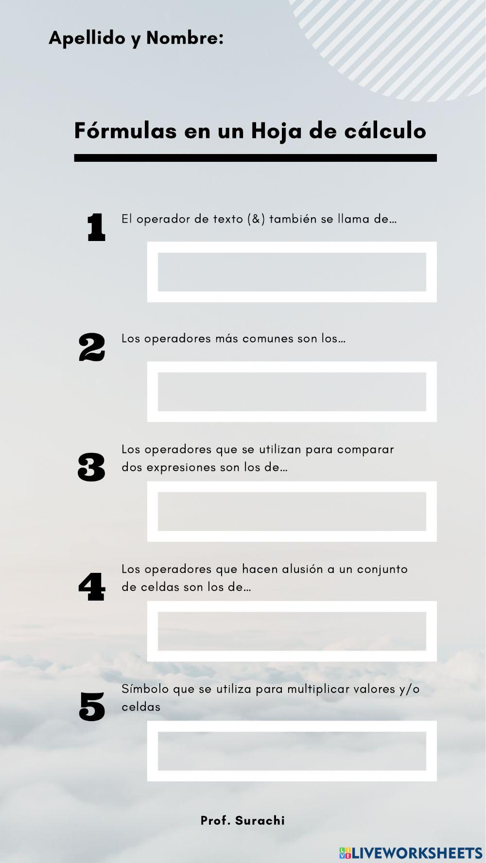 Funciones en una Hoja de cálculo