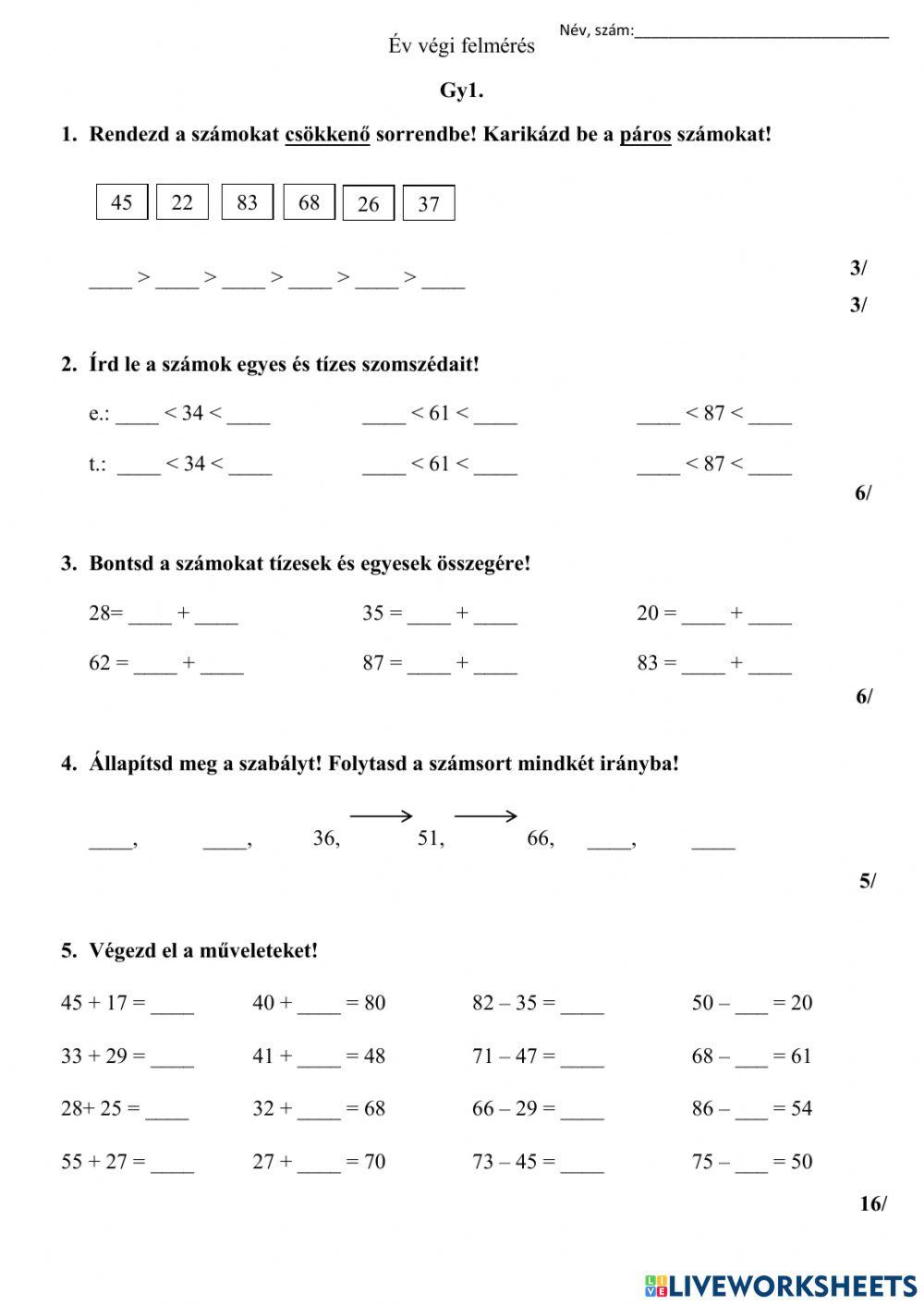 Év végi gyakorlás 1.