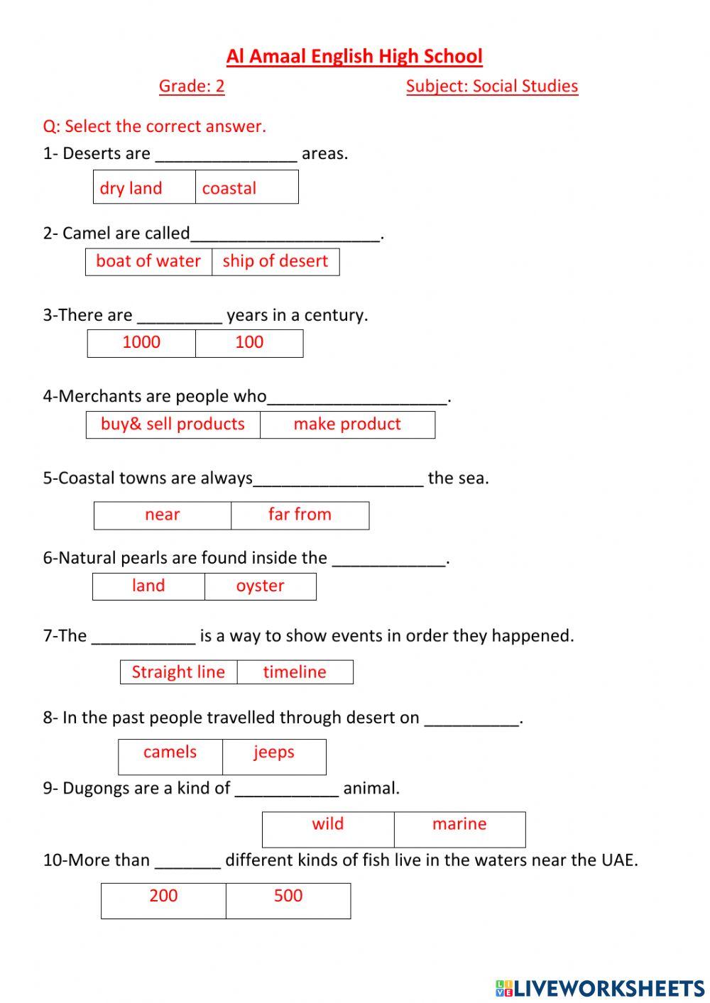 Sst worksheet week 8