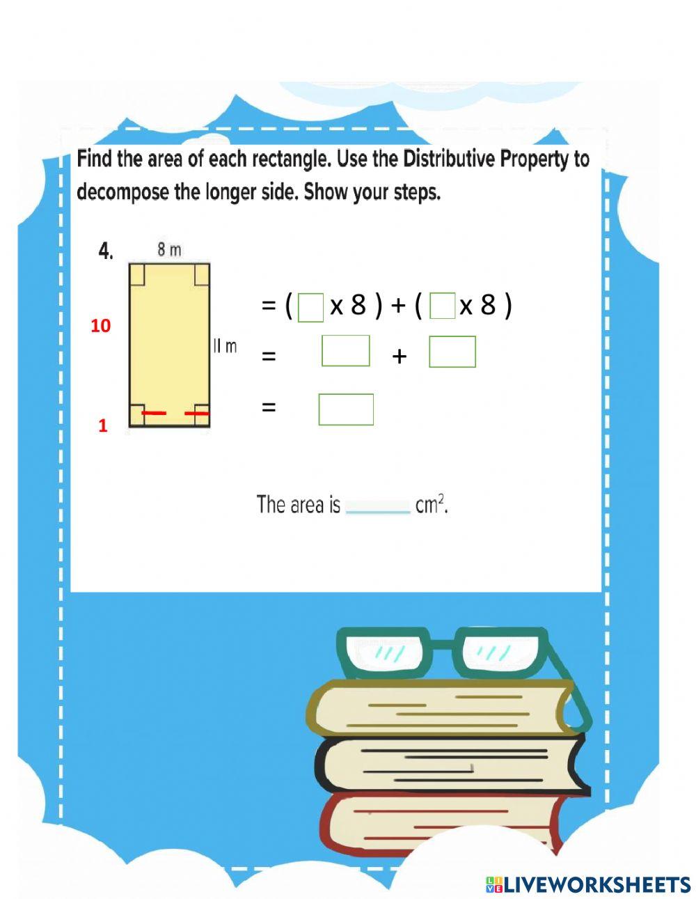 Area and the Distributive Property 1 worksheet | Live Worksheets