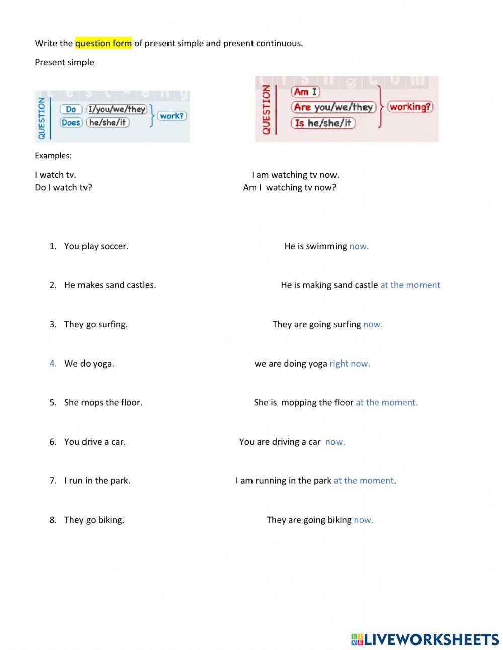 Present simple vs continuous