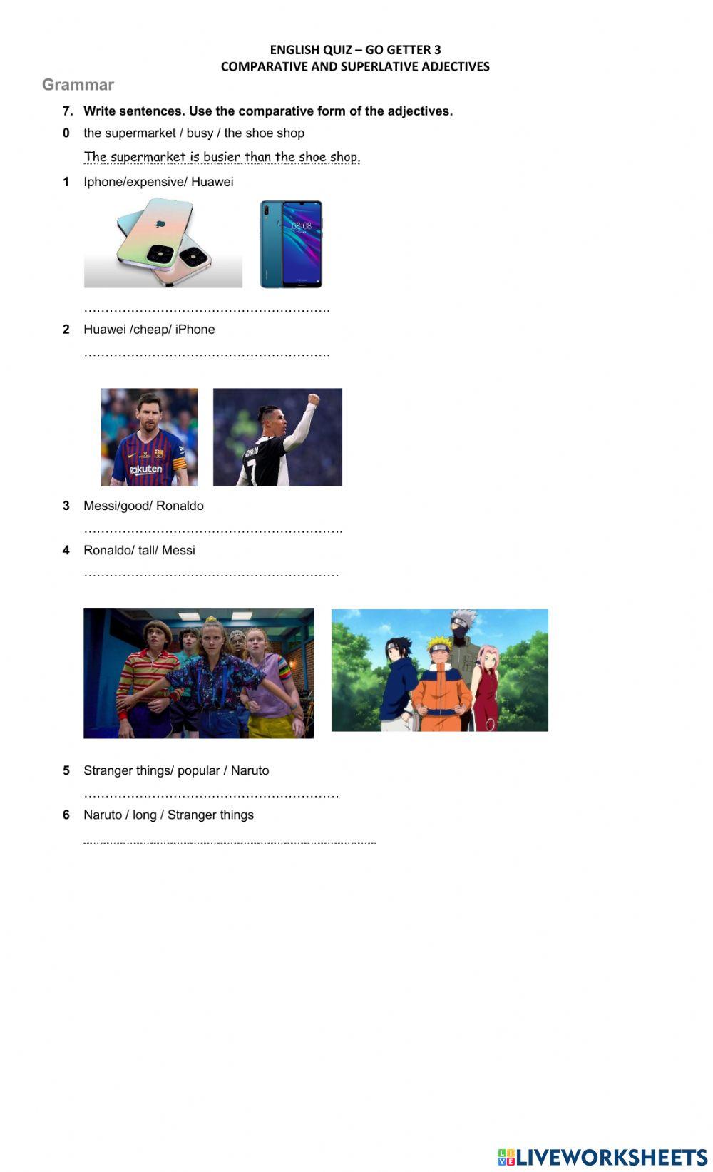 GO GETTER 3 - COMPARATIVES - SHOPPING VOCABULARY