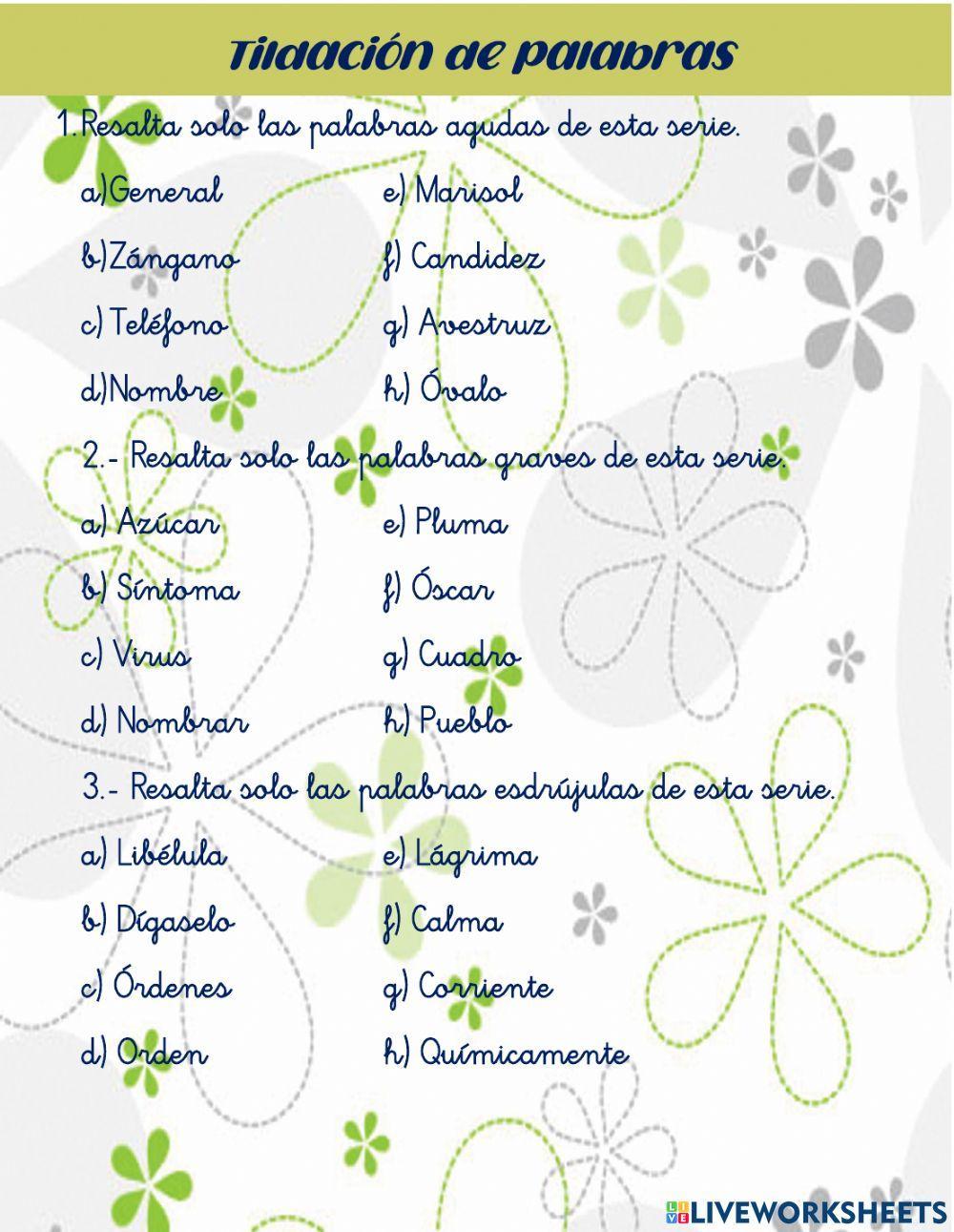 Tildación de palabras