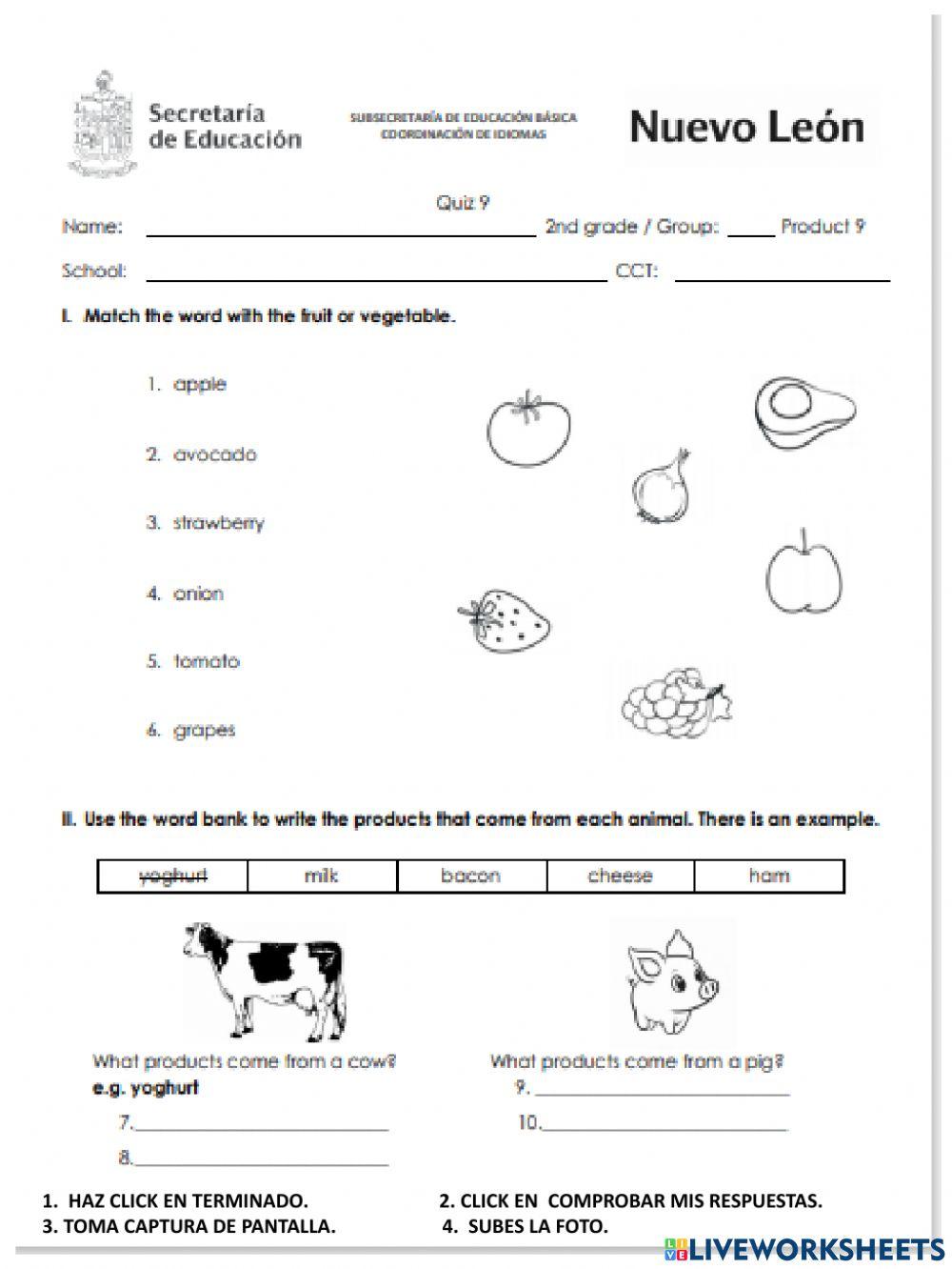 Quiz 9 2nd Grade worksheet | Live Worksheets