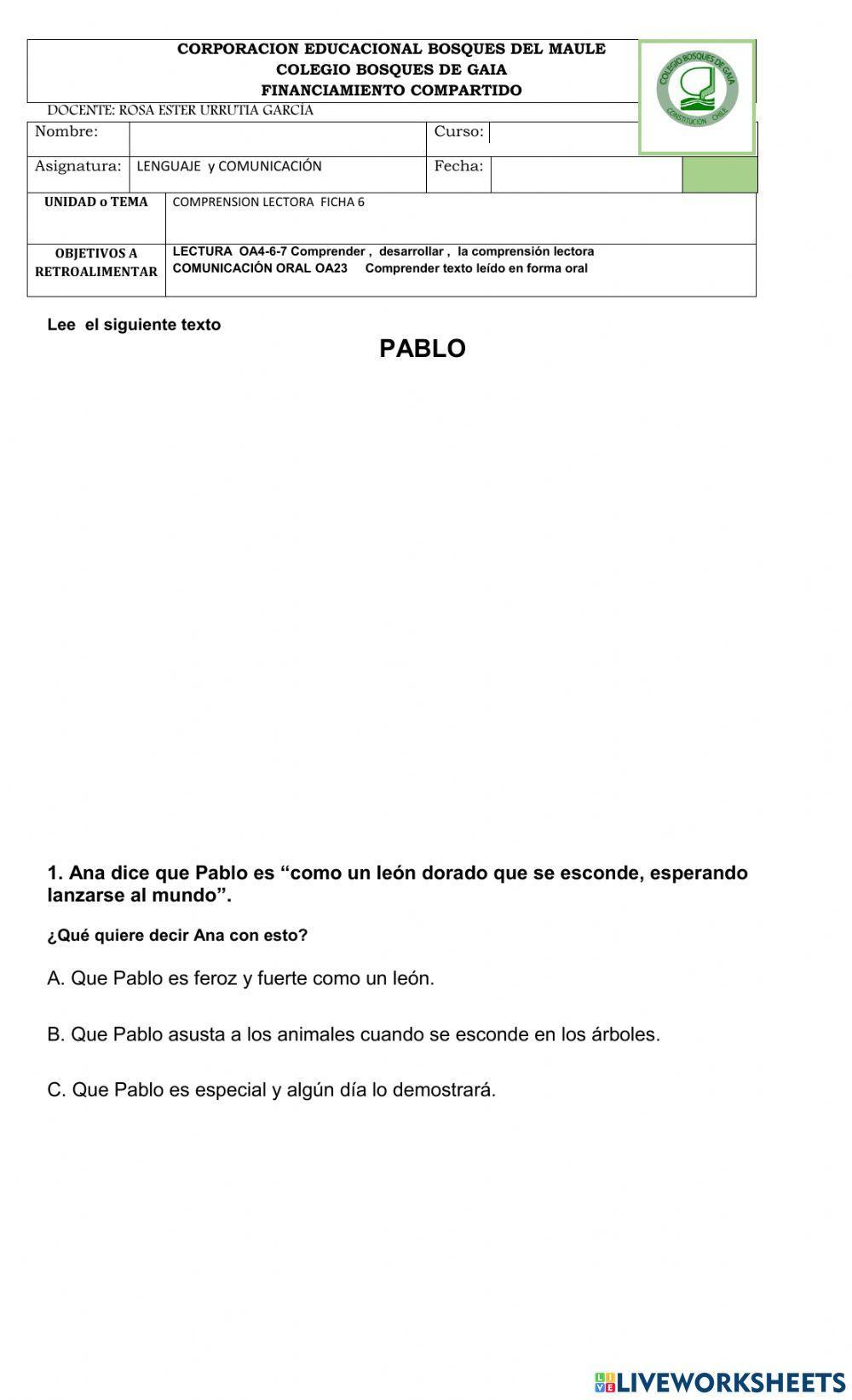 Lecturas comprensivas