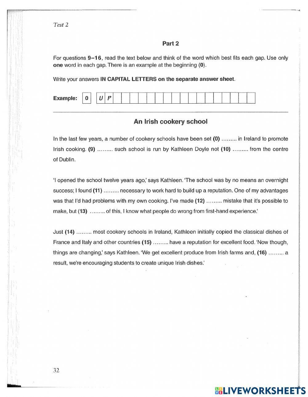 Reading & Use of English part 2