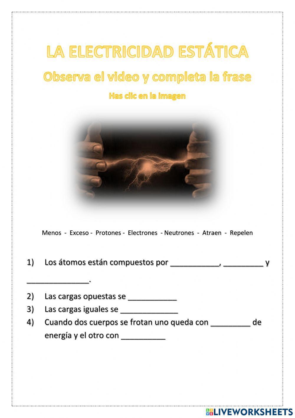 Las cargas eléctricas y electricidad estática