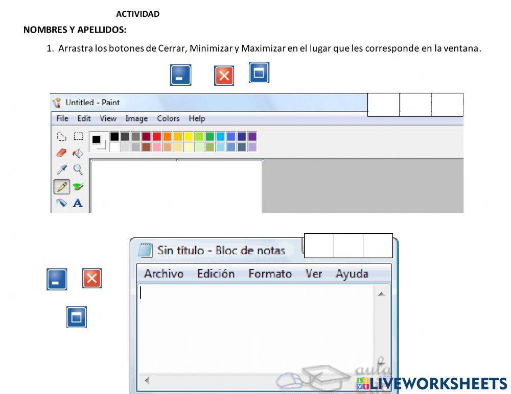 Botones de control - Accesorios de windows