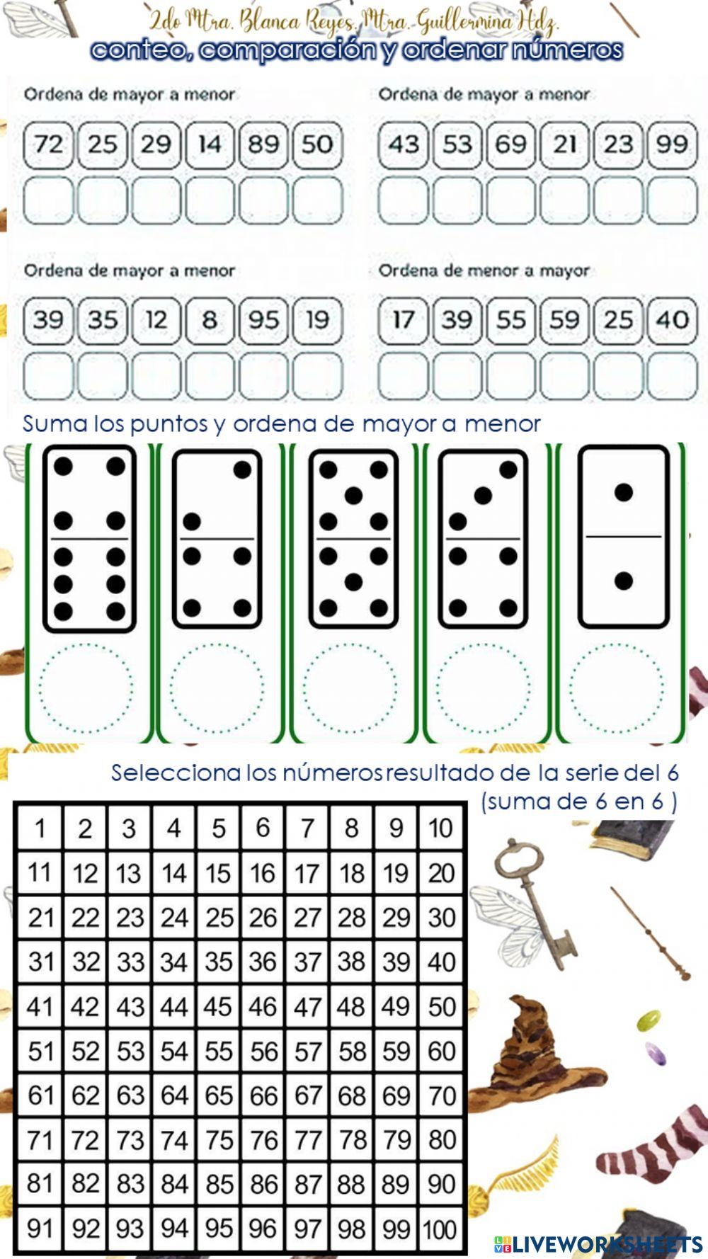 Conteo, comparación y ordenar números.