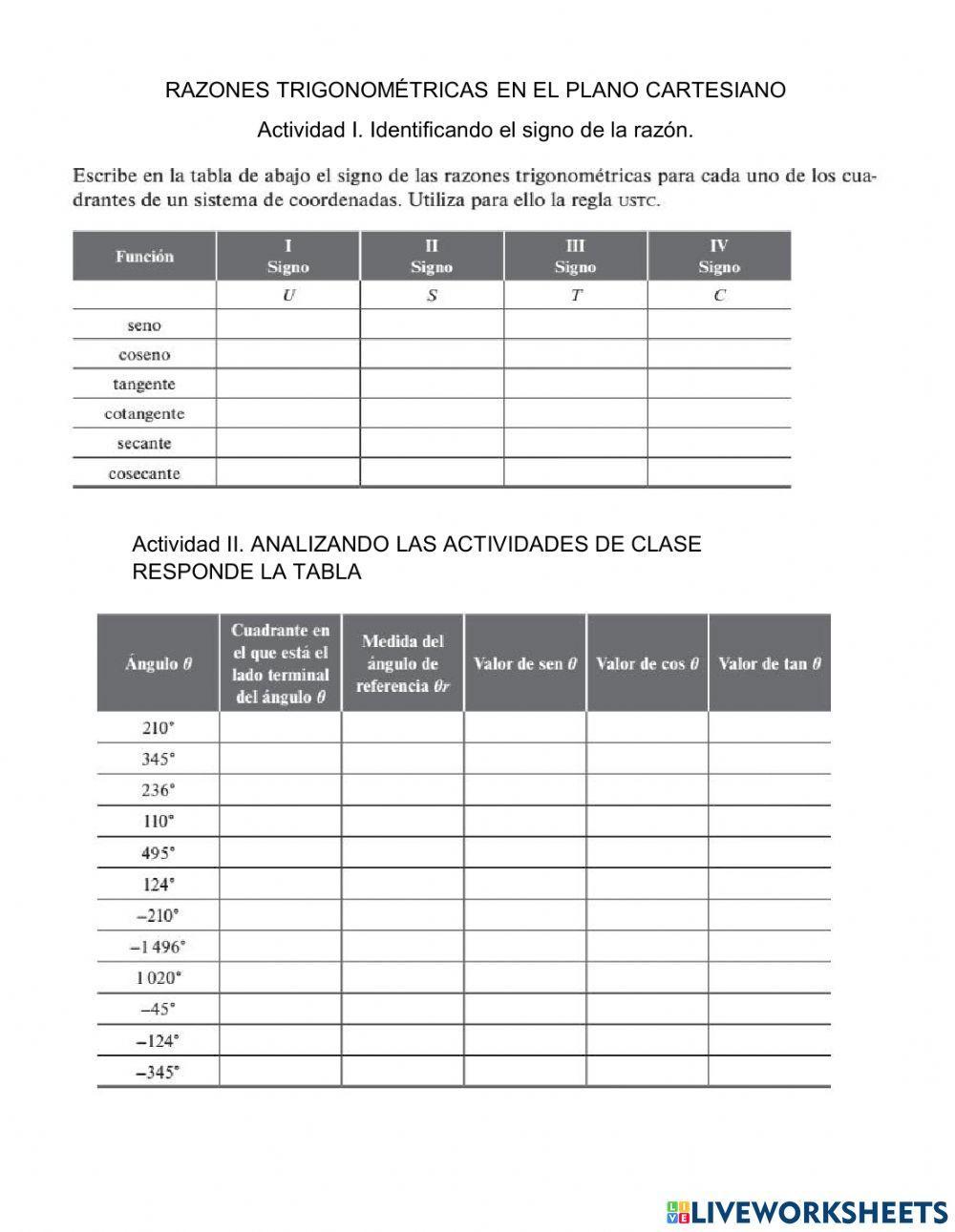 Razones trigonométricas en el plano cartesiano