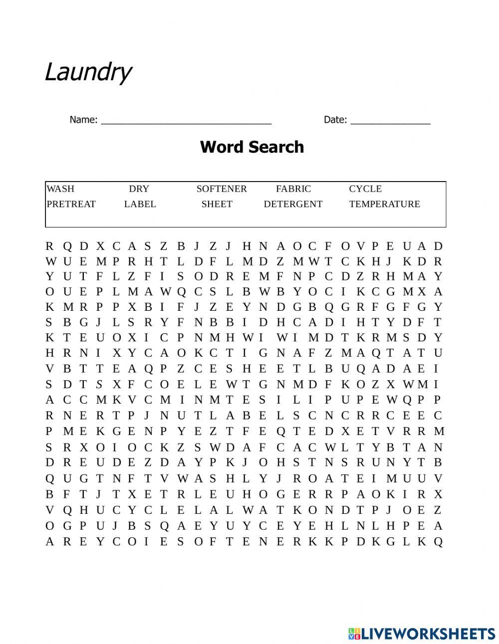 Laundry-Wordsearch