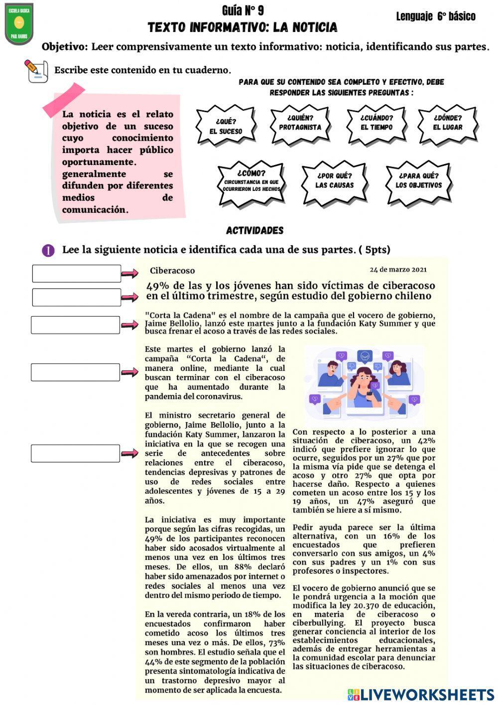 Guía N° 9 - Texto informativo: La noticia