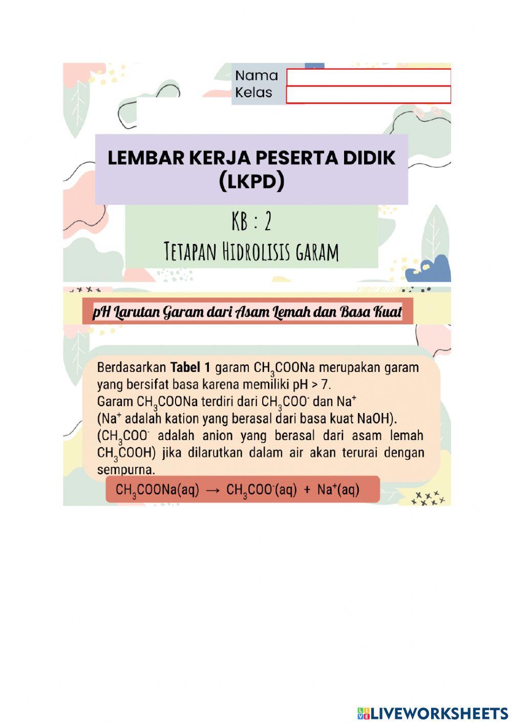 Hidrolisis penentuan rumus asam lemah basa kuat