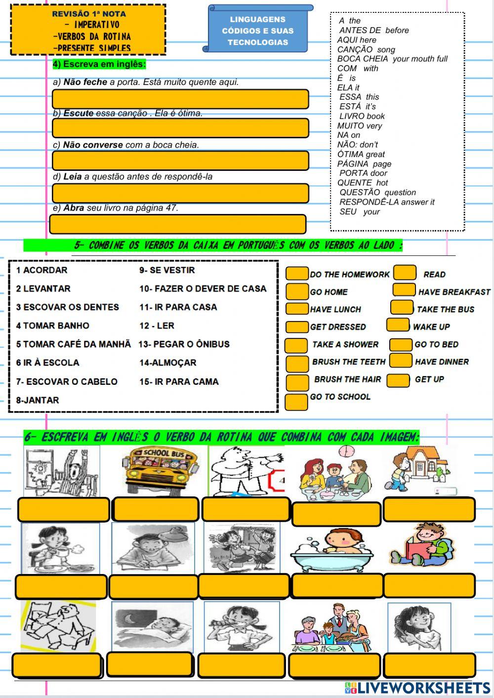 Revisão: Presente Simples e Imperativo