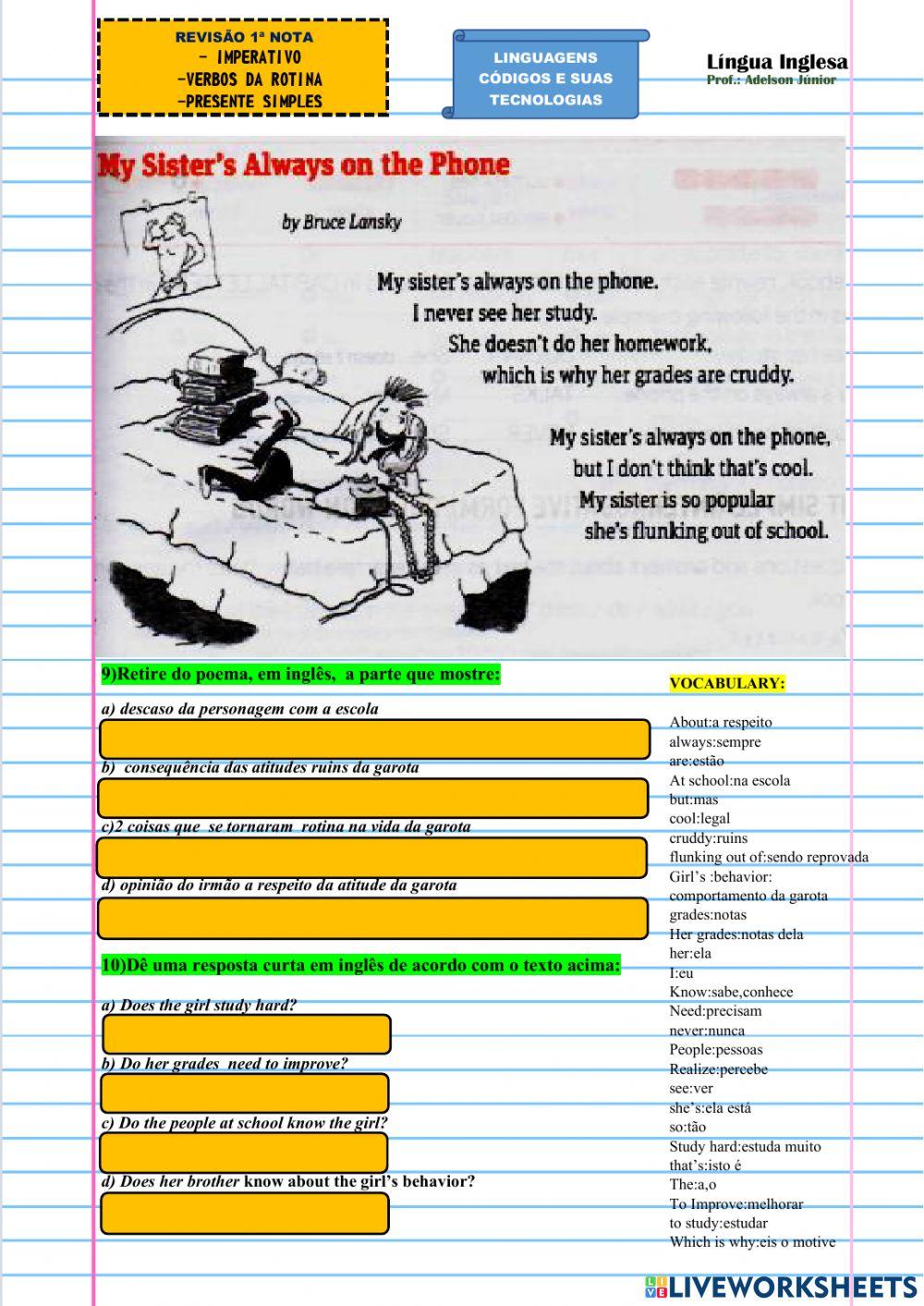 Revisão: Presente Simples e Imperativo