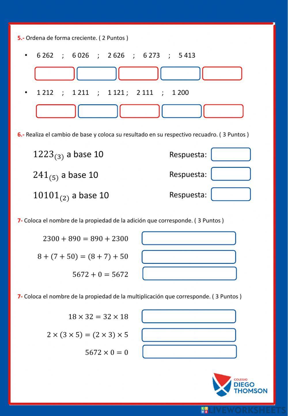 Examen mayo 6to Aritmética