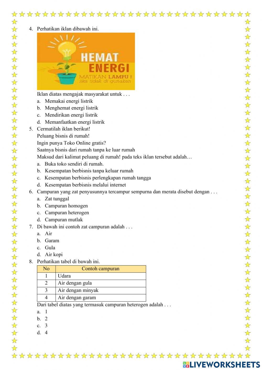 Soal Evaluasi Tema 9 Subtema 1 PB 5