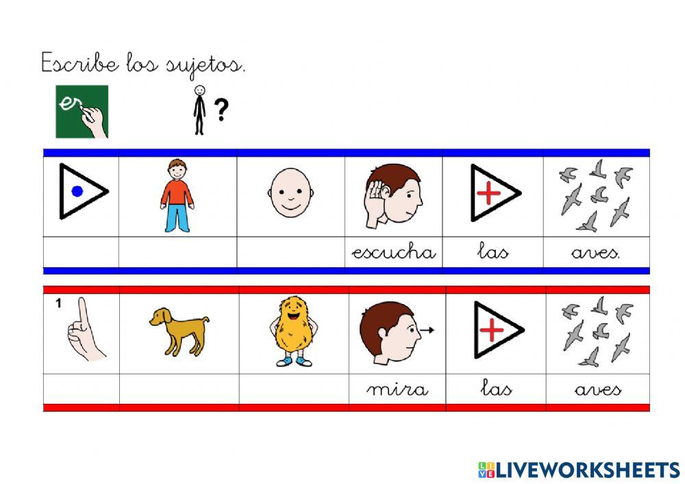 Escribir sujetos.