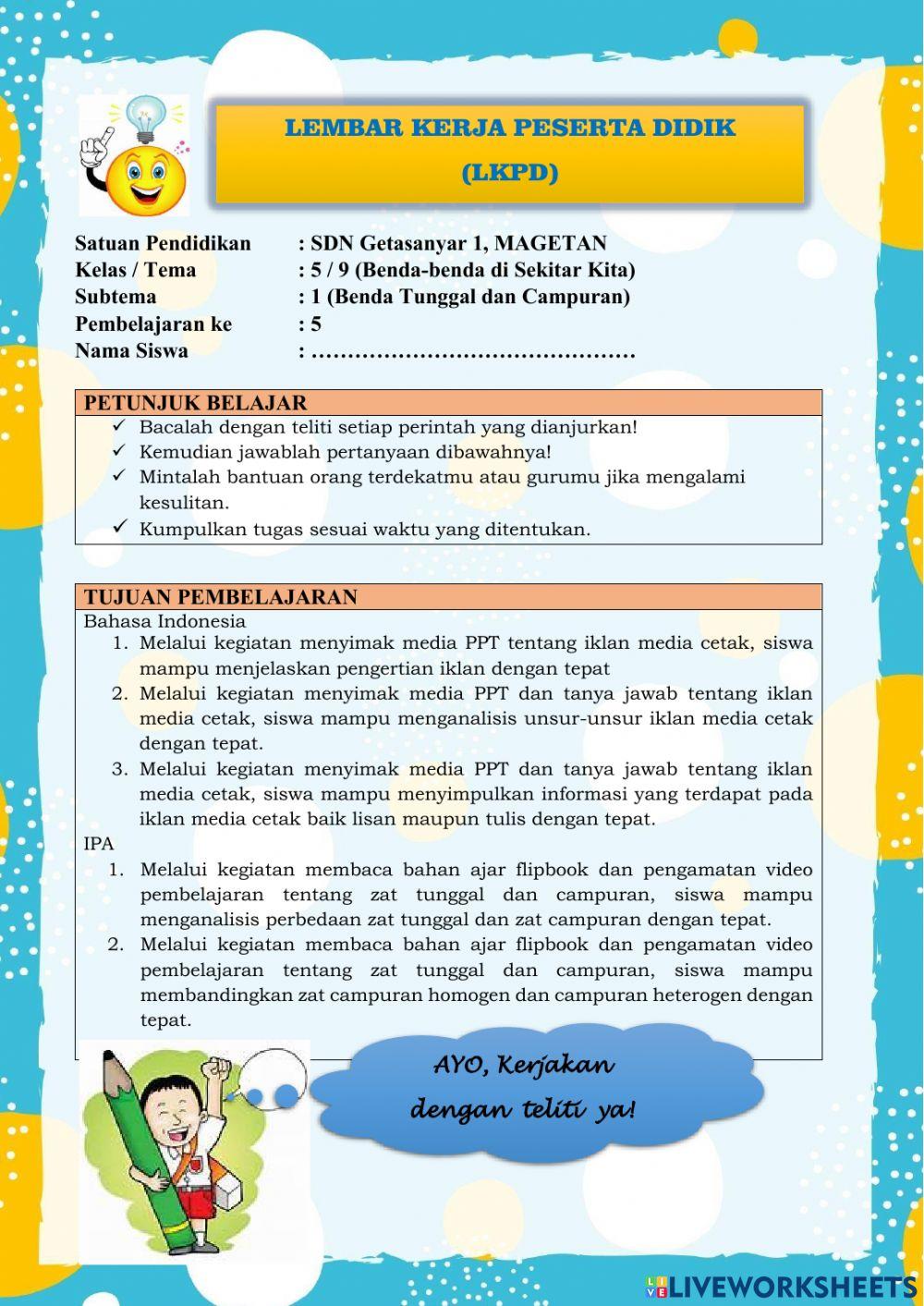 LKPD Tema 9 Subtema 1 PB 1