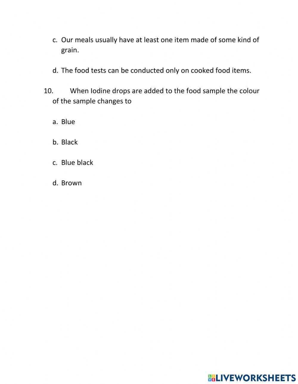 Class 6 - components of food