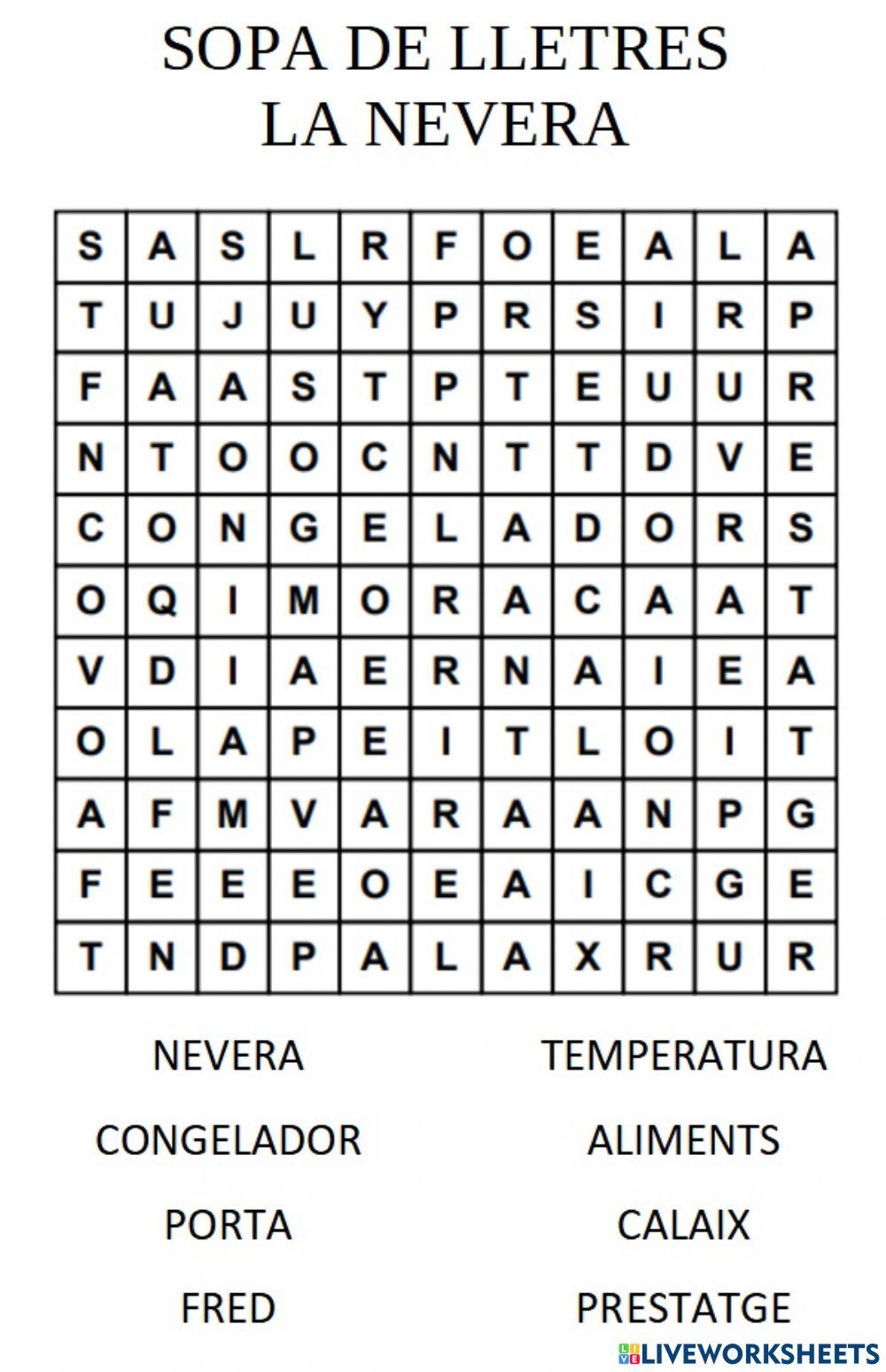 Sopa de lletres nevera