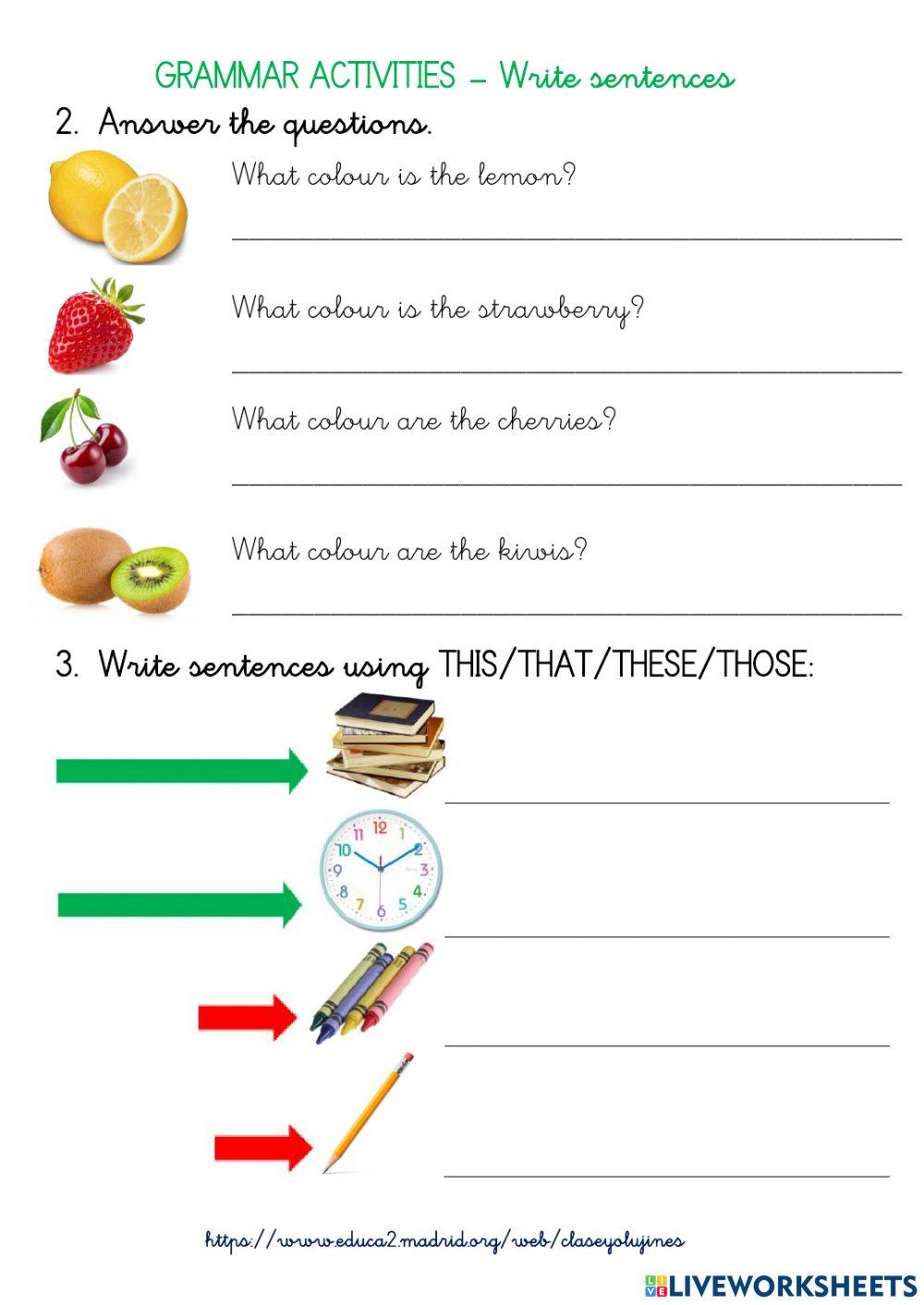 Grammar - Write sentences