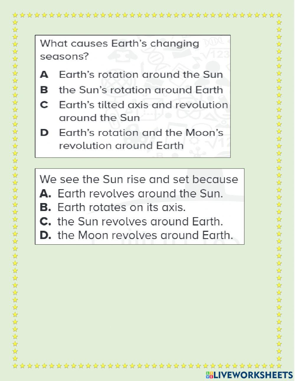 Chapter 10 lesson 1- EARTH AND SUN PART 1
