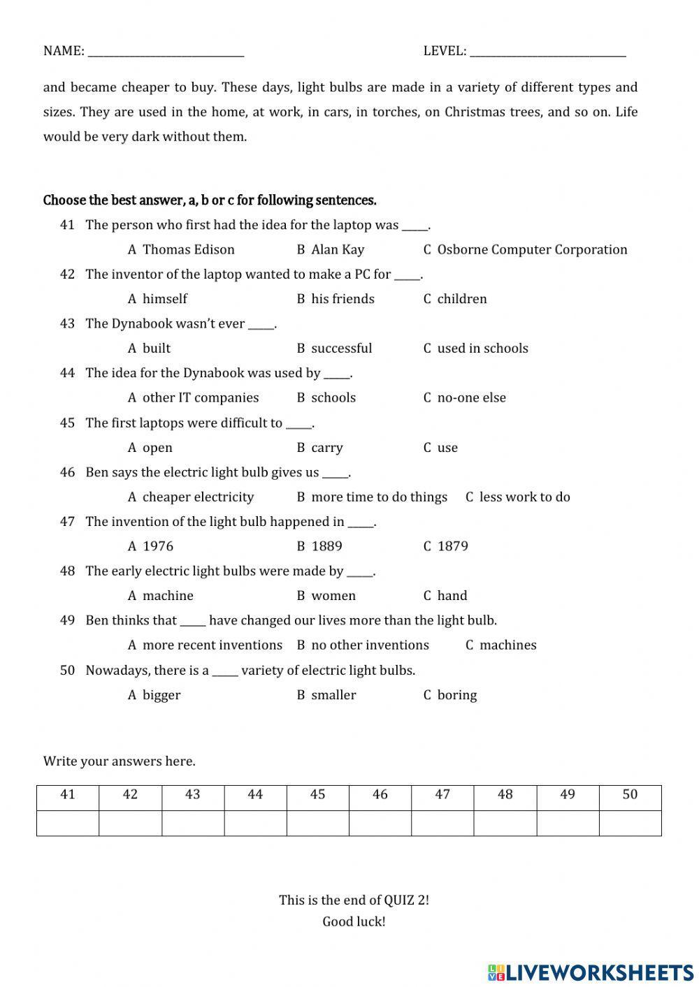 GEP6-Quiz 2-Unit 10