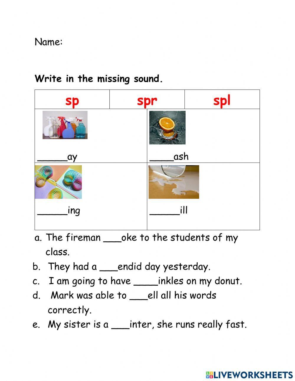 Sp spr spl worksheet