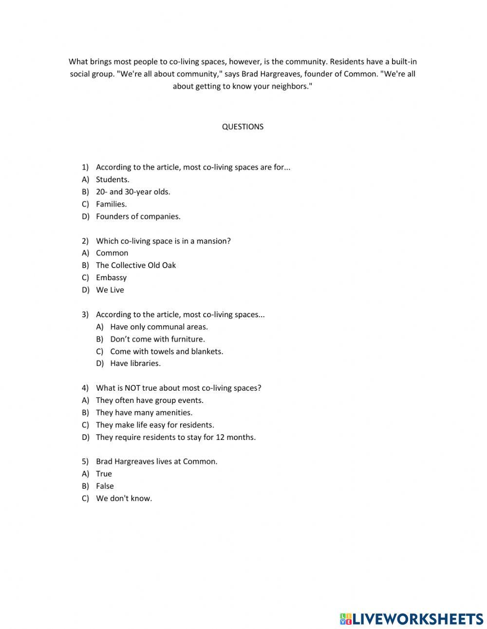 Reading comprehension