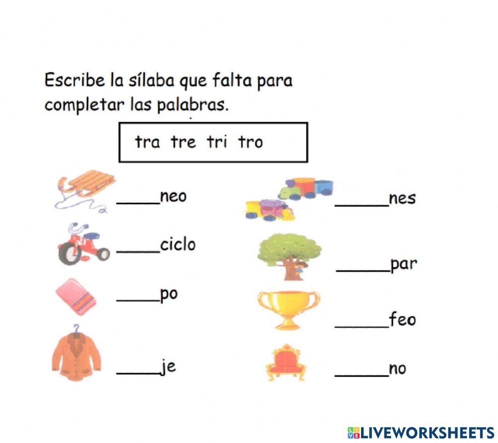 Completa las palabras Completa las palabras
