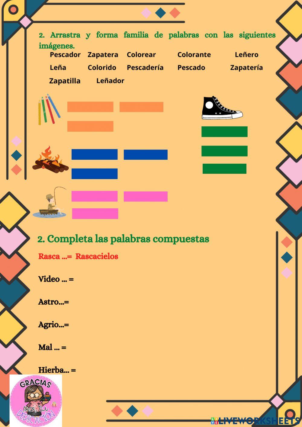 Sílaba tónica. familia de palabras