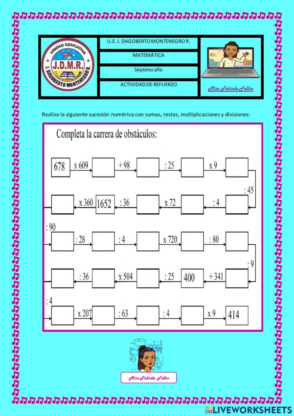 Sucesiones con operaciones básicas.