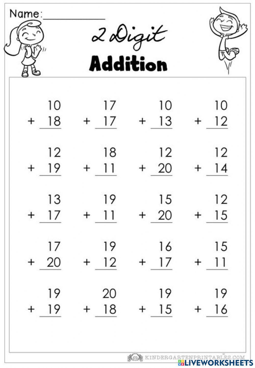 Math - Two digit addition with regrouping