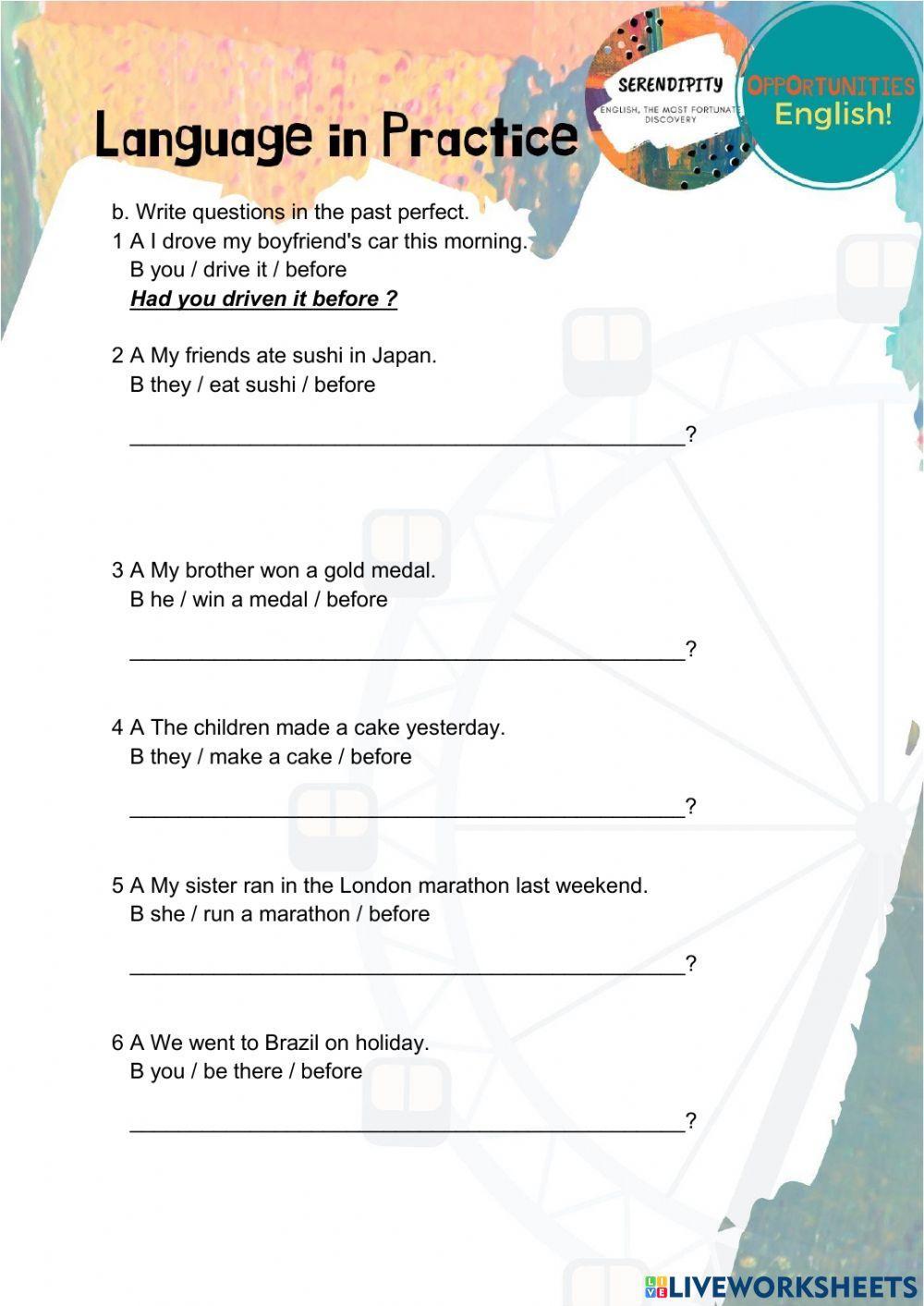 Unit 12A, pre intermediate homework