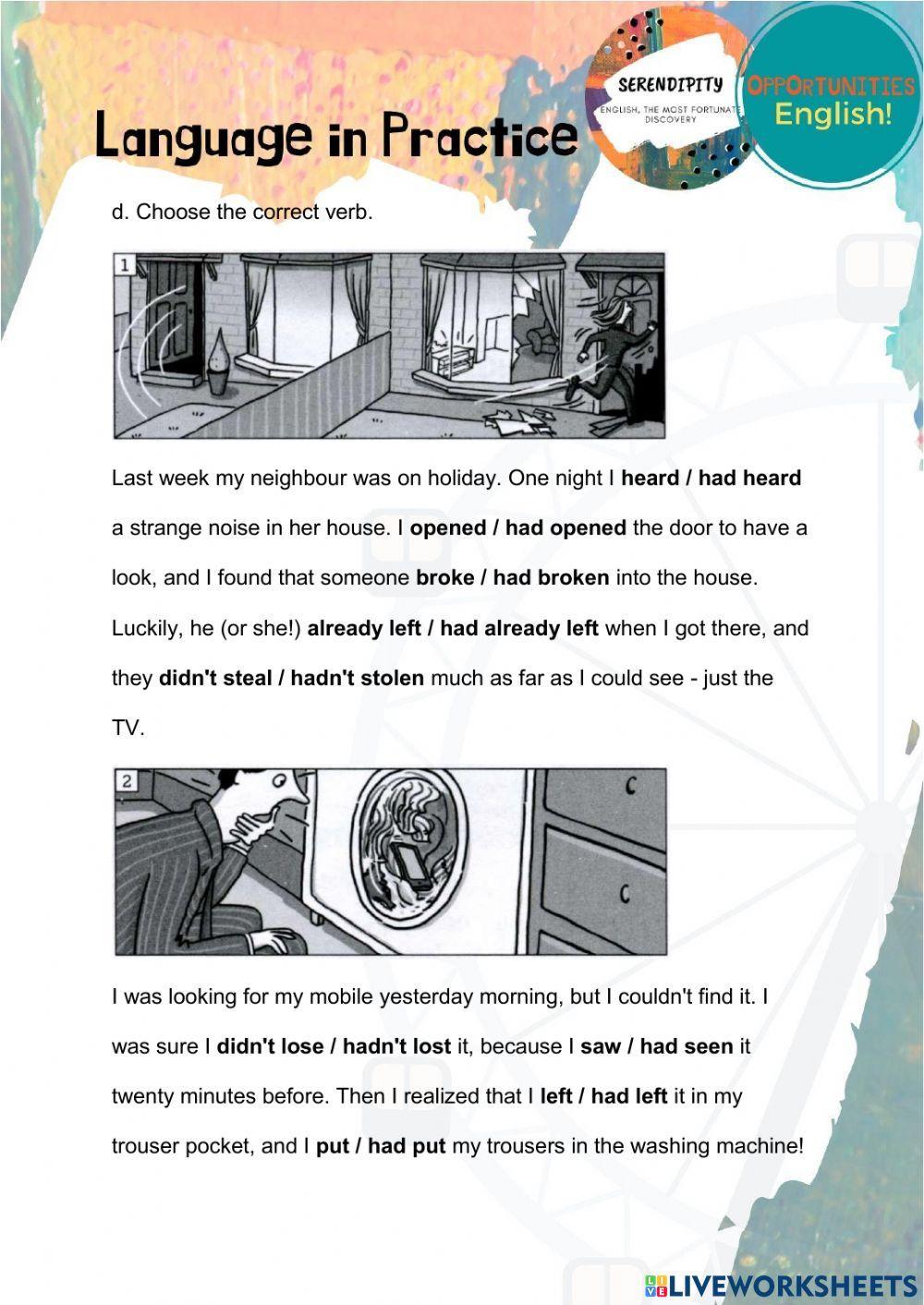 Unit 12A, pre intermediate homework