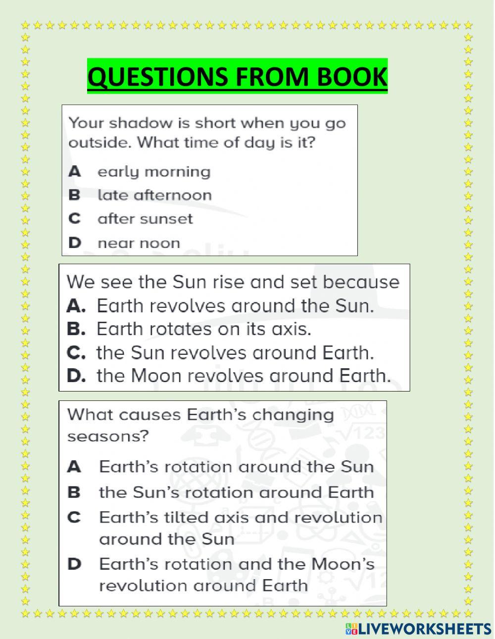 Chapter 10 lesson 1- EARTH AND SUN PART 2