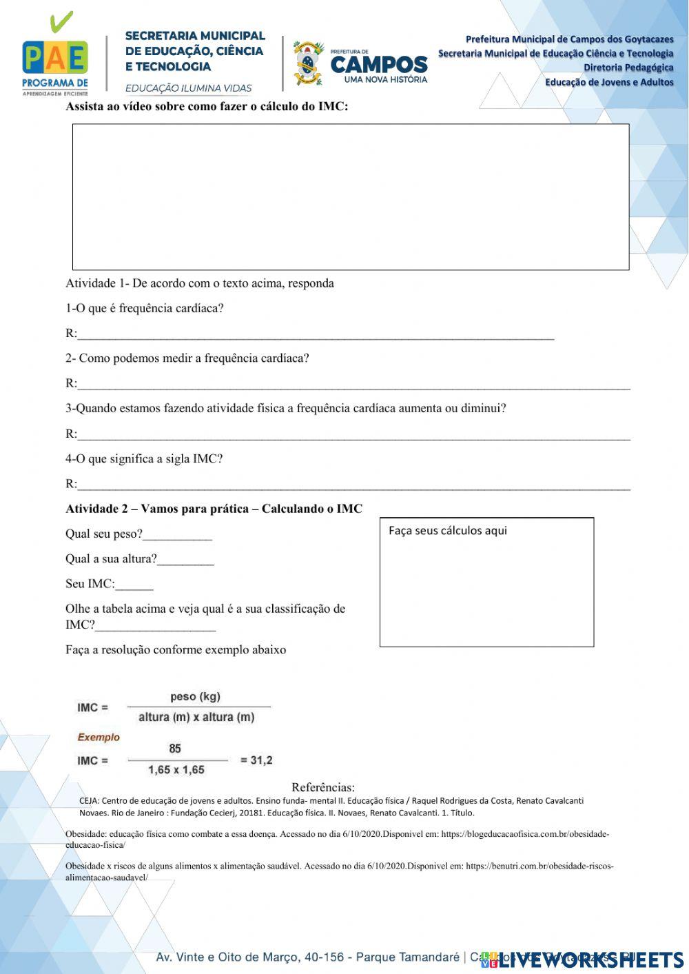 Freqüência cardíaca e IMC