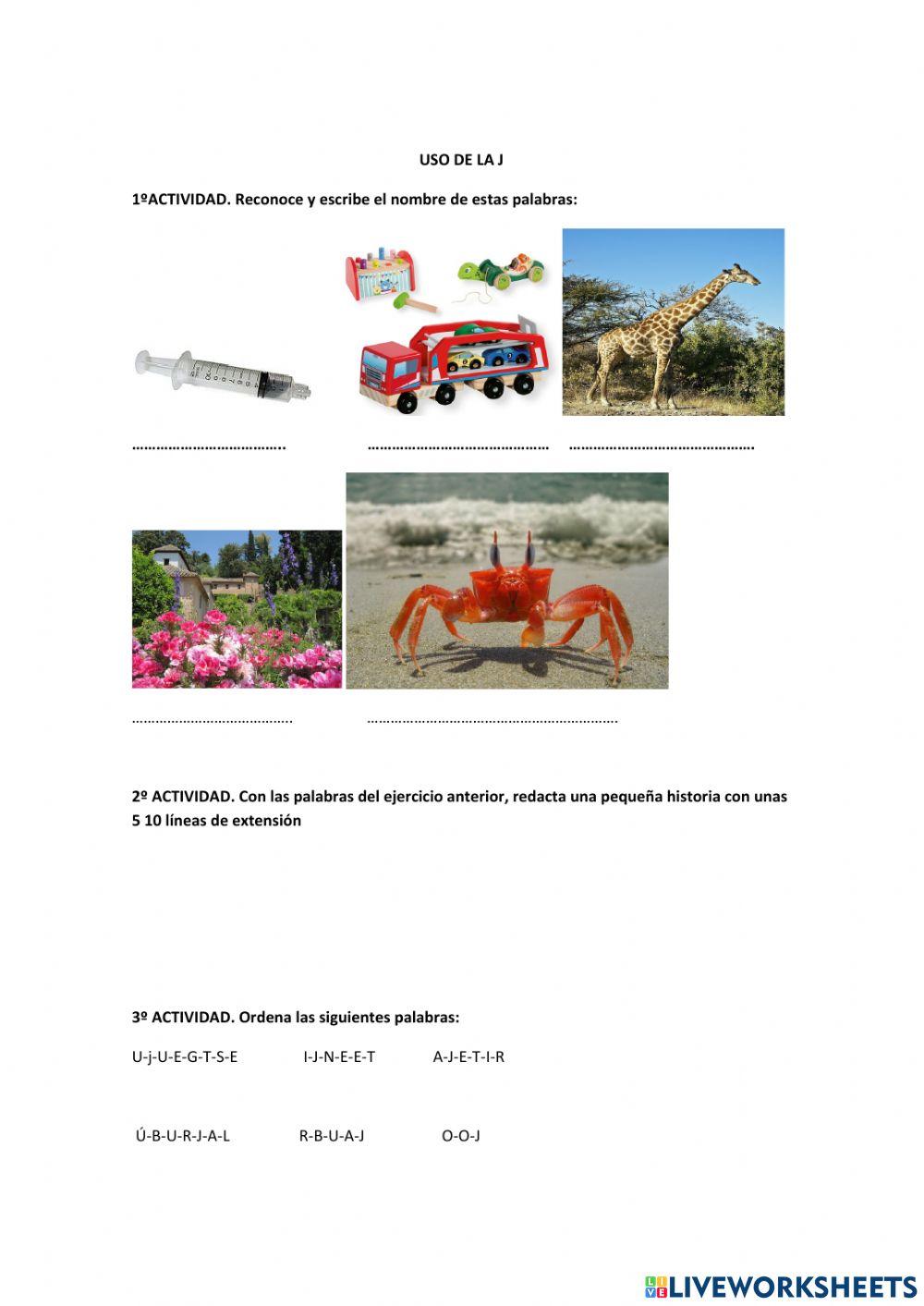 Actividades del uso de la G suave y J