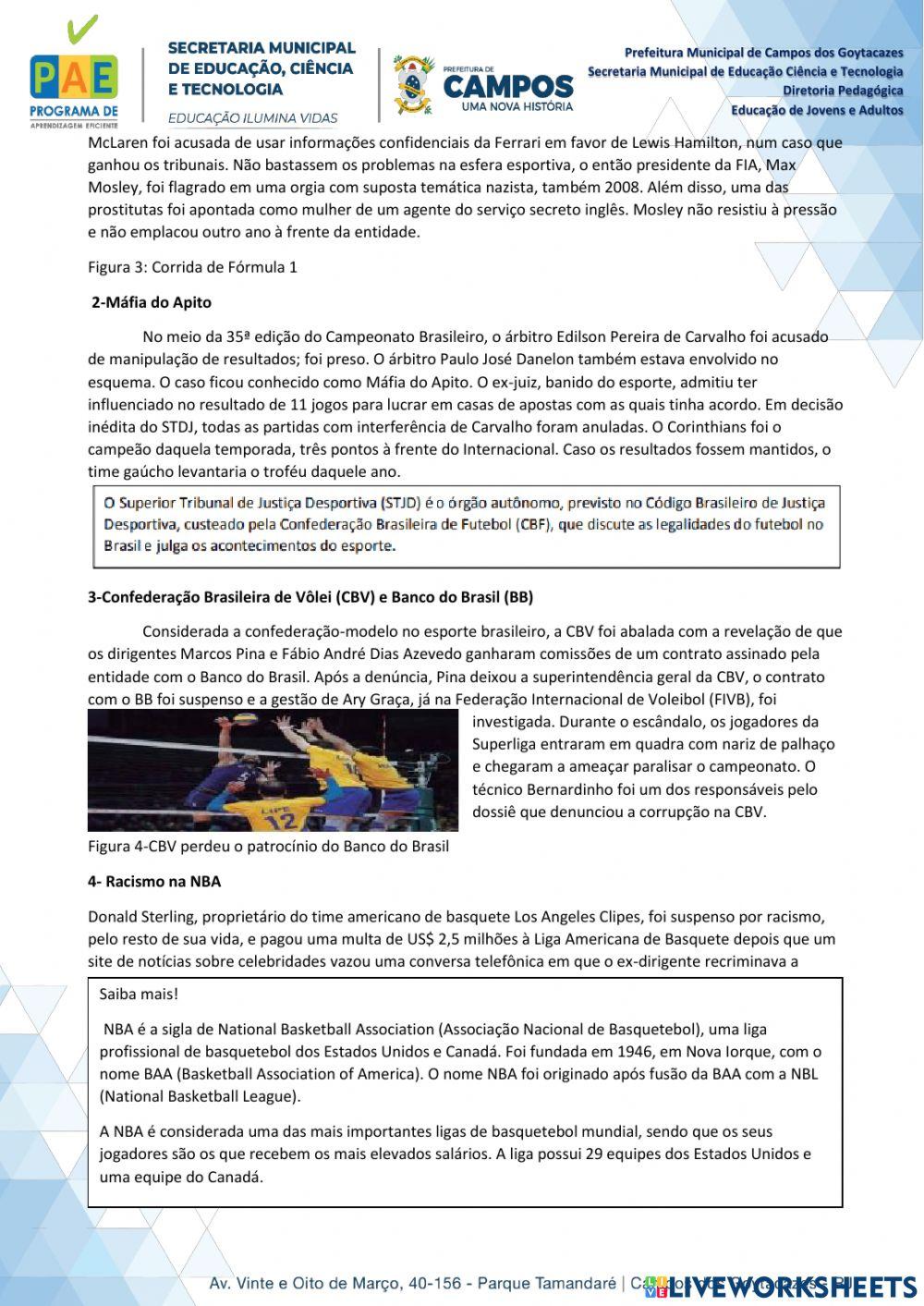 Escândalos na área esportiva