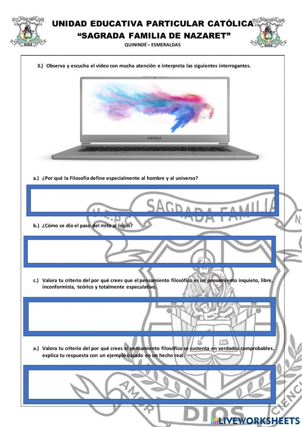 Ficha interactiva - Filosofía y sabiduría Ficha interactiva - Filosofía y sabiduría
