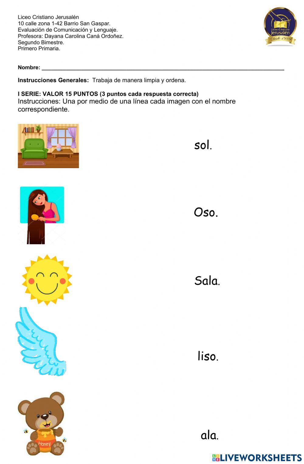 Evaluación de Comunicación y Lenguaje 2.